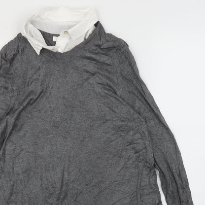 Womens UK Size L H&M Grey Basic Blouse