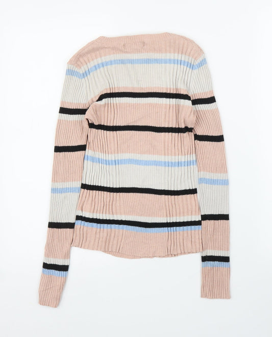 Primark Womens Pink Striped  Pullover Jumper Size 10