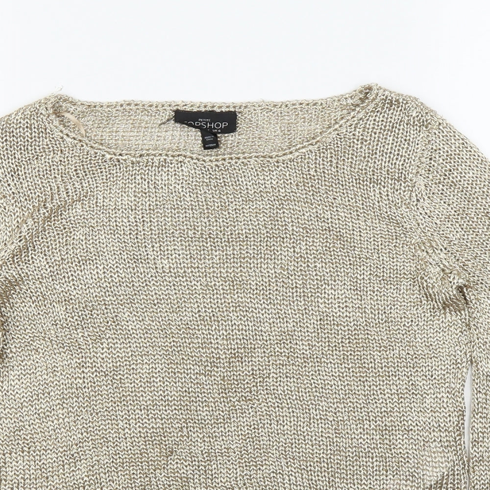 Womens UK Size 6 Topshop Gold Pullover Jumper