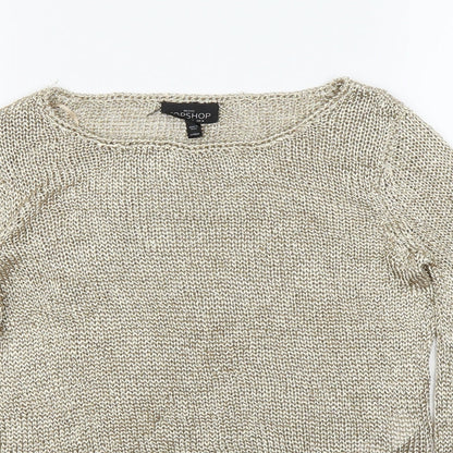Womens UK Size 6 Topshop Gold Pullover Jumper