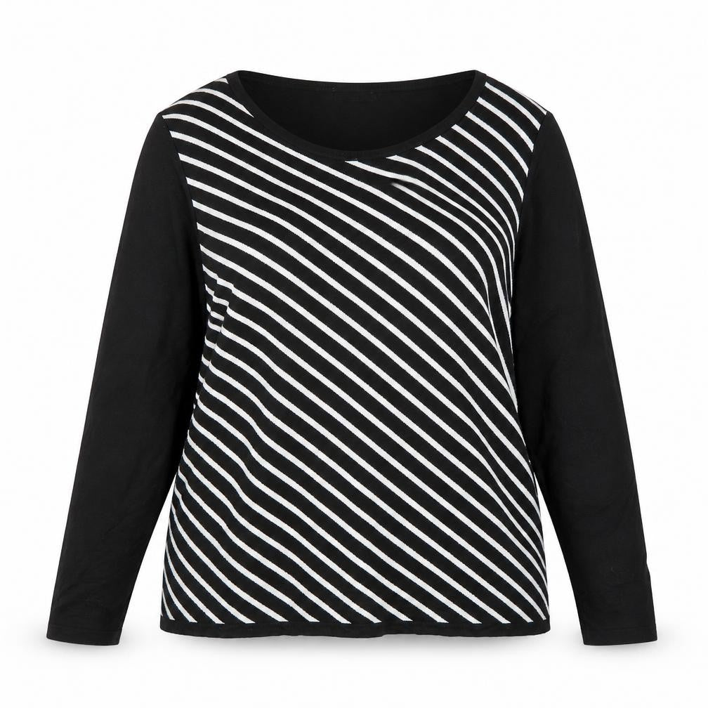 M&Co Womens Black Striped  Pullover Jumper Size 16