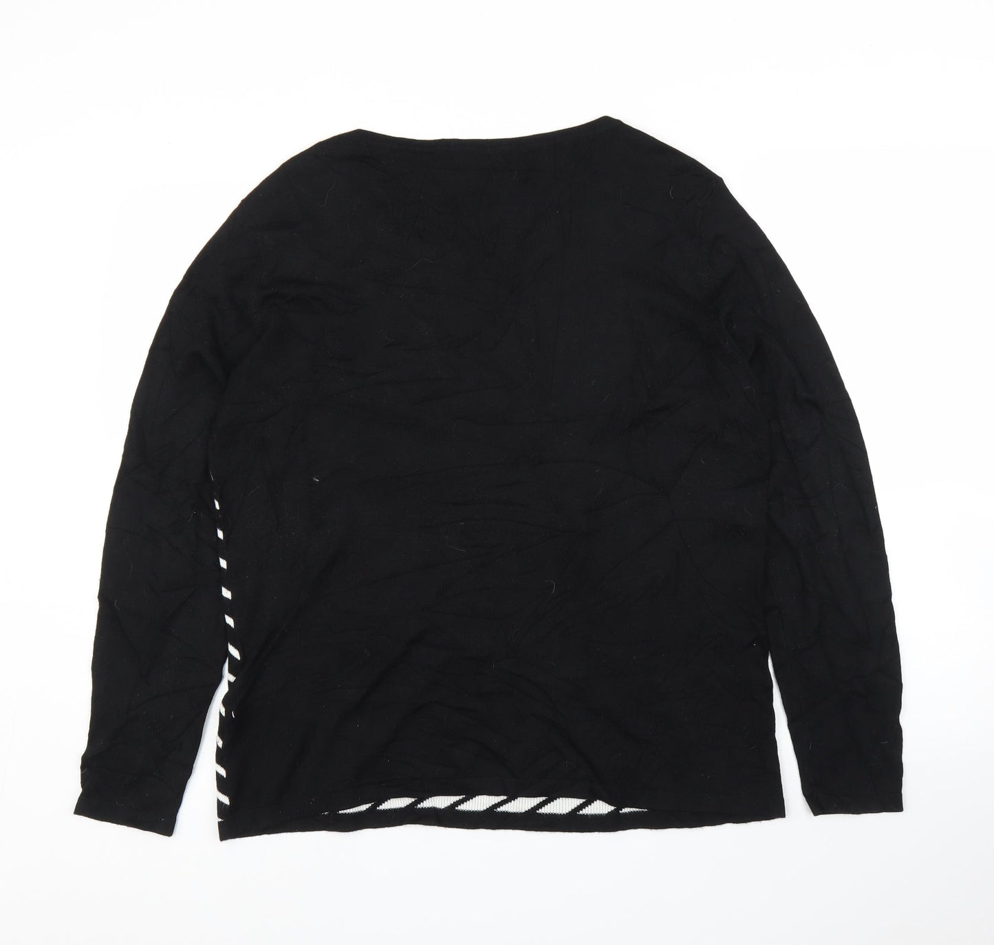 M&Co Womens Black Striped  Pullover Jumper Size 16