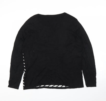 M&Co Womens Black Striped  Pullover Jumper Size 16