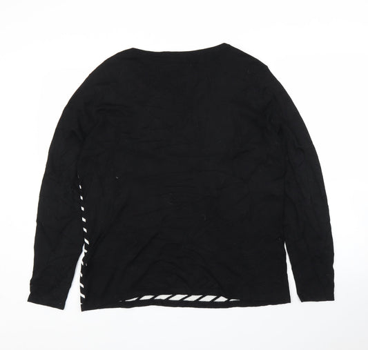 M&Co Womens Black Striped  Pullover Jumper Size 16
