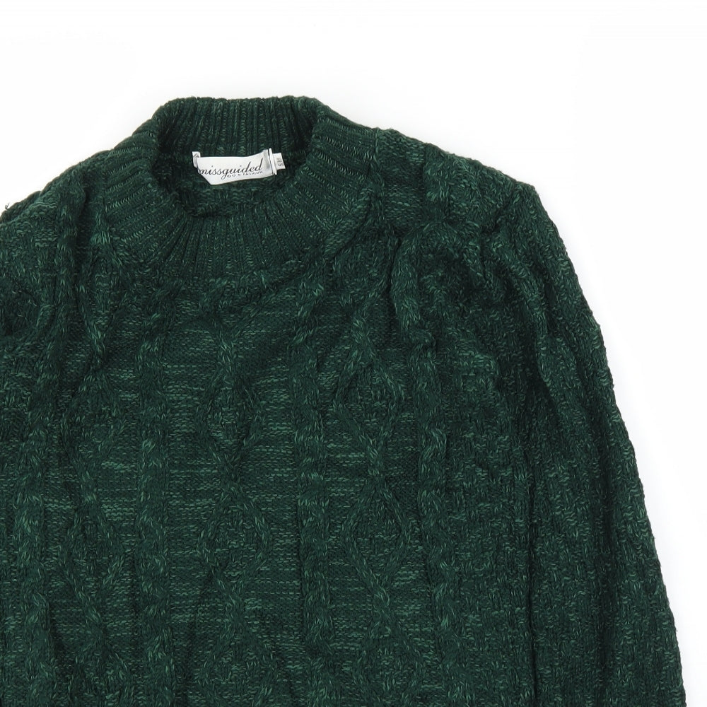 Womens UK Size S Missguided Green Pullover Jumper