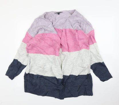 Love Knitwear Womens Purple Striped  Cardigan Jumper Size 14