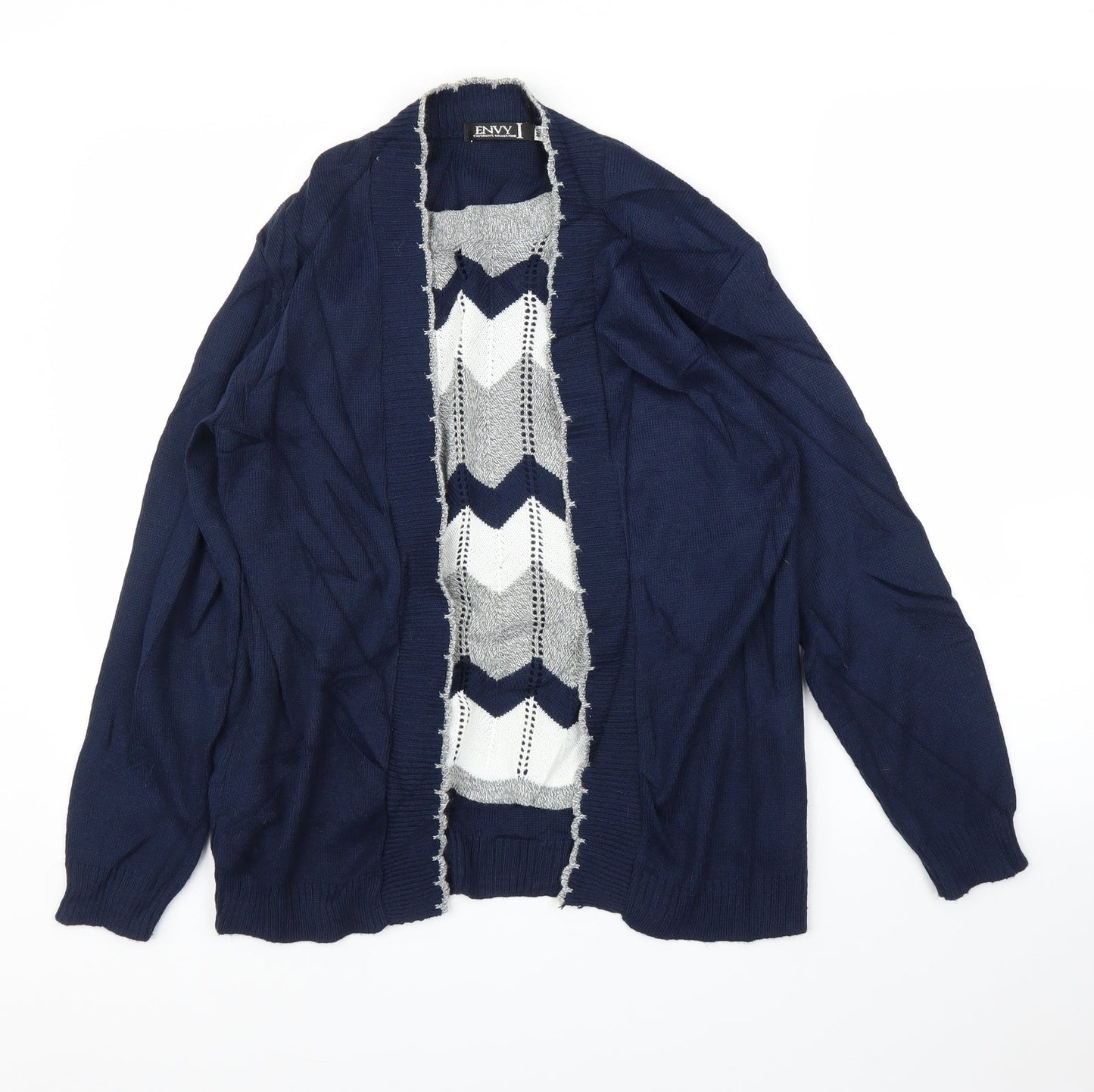 Envy Womens Blue Striped  Pullover Jumper Size M