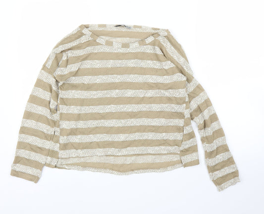 Primark Womens Beige Striped  Basic Blouse Size 12
