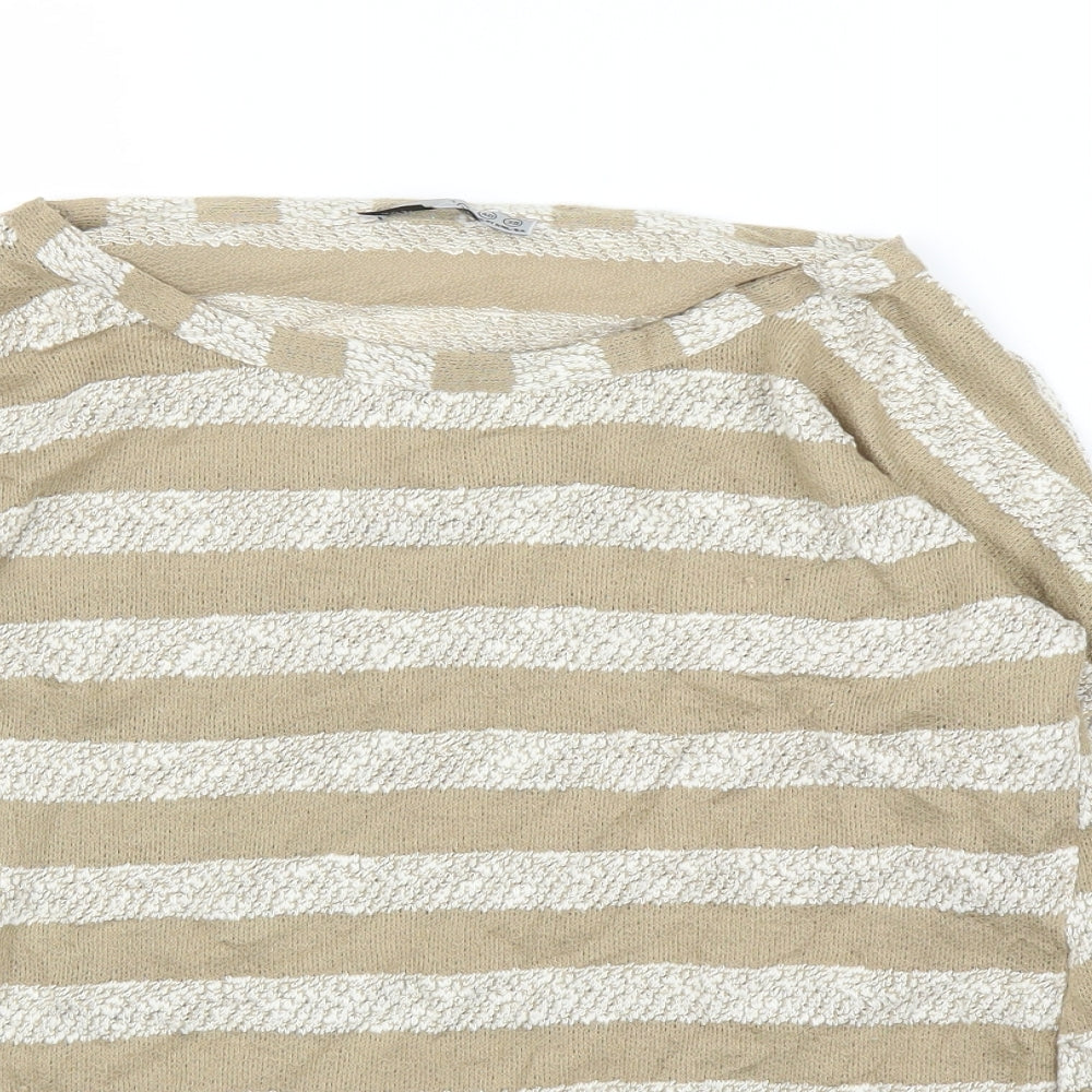 Primark Womens Beige Striped  Basic Blouse Size 12