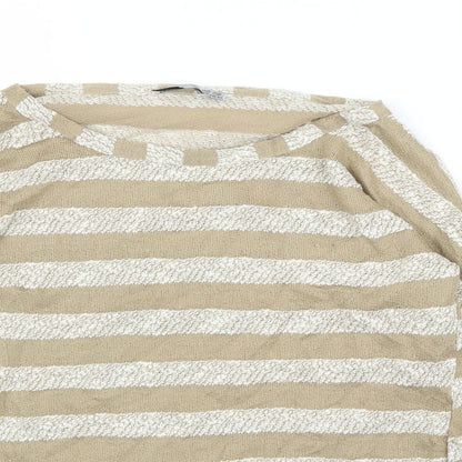 Primark Womens Beige Striped  Basic Blouse Size 12