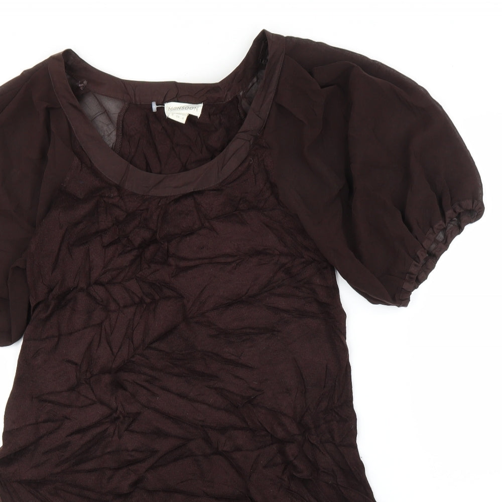 Womens UK Size 8 Monsoon Brown Tunic Blouse