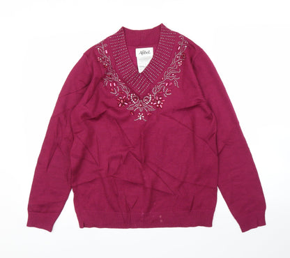 Womens UK Size 14 Afibel Purple Pullover Jumper