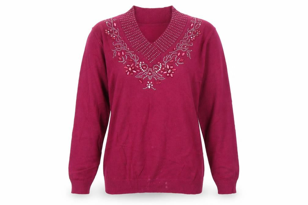Womens UK Size 14 Afibel Purple Pullover Jumper