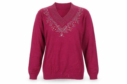 Womens UK Size 14 Afibel Purple Pullover Jumper