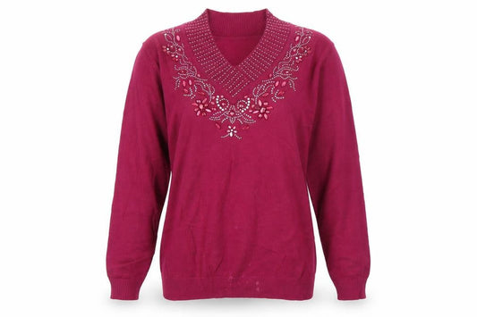 Womens UK Size 14 Afibel Purple Pullover Jumper
