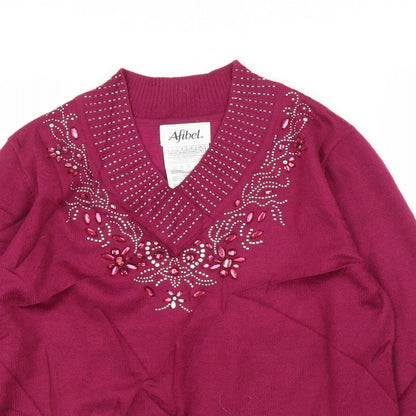 Womens UK Size 14 Afibel Purple Pullover Jumper