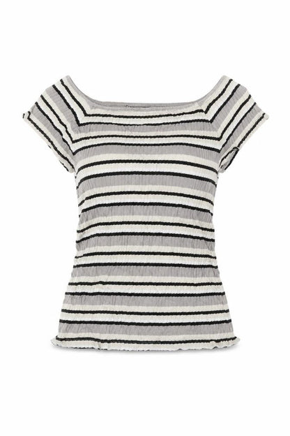 Debenhams Womens Beige Striped  Basic T-Shirt Size 8