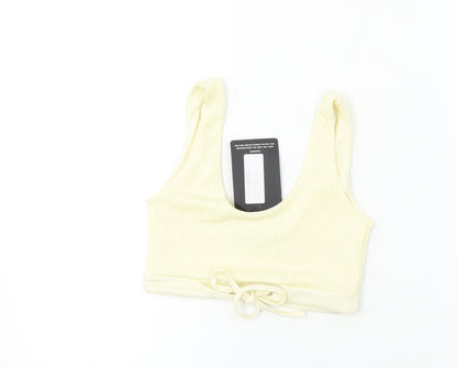 Womens UK Size 6 PRETTYLITTLETHING Beige Cropped T-Shirt