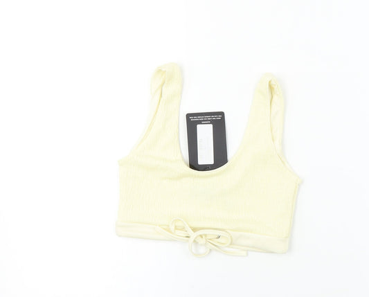 Womens UK Size 6 PRETTYLITTLETHING Beige Cropped T-Shirt