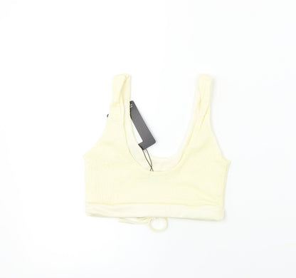 Womens UK Size 6 PRETTYLITTLETHING Beige Cropped T-Shirt