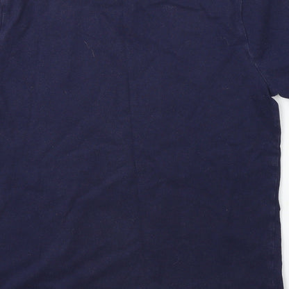 Brand and care label for Gap girls’ blue basic t-shirt, size L
