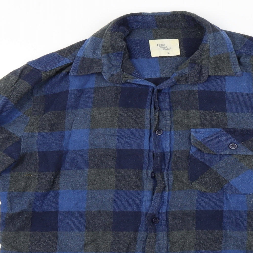 Cedar Wood State  Mens Blue Check   Button-Up Size S