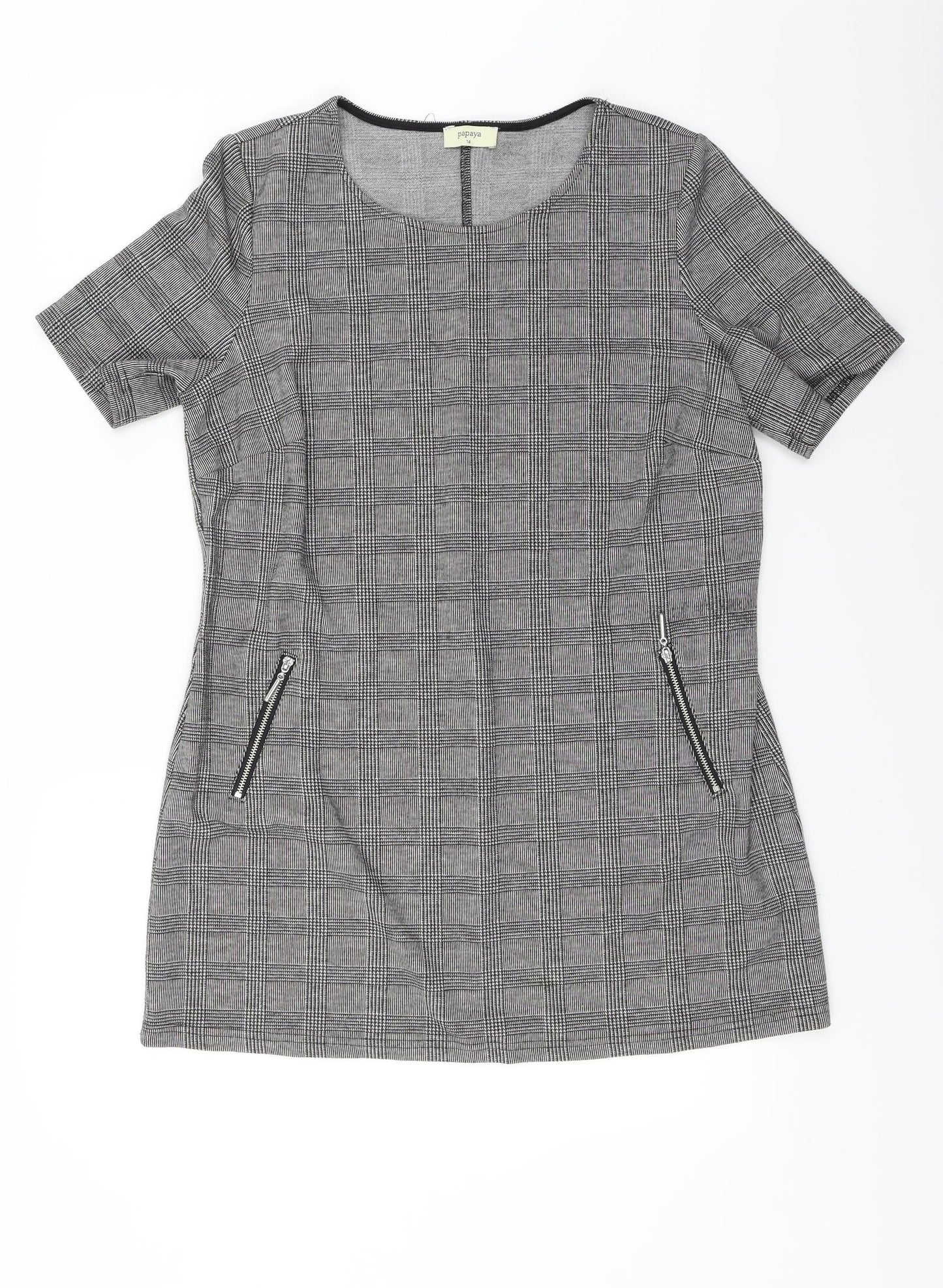 Papaya  Womens Grey Check  A-Line  Size 14