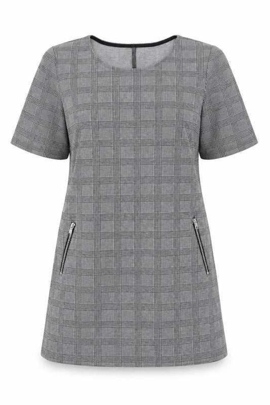 Front view of Papaya women’s grey check a-line, size UK 14