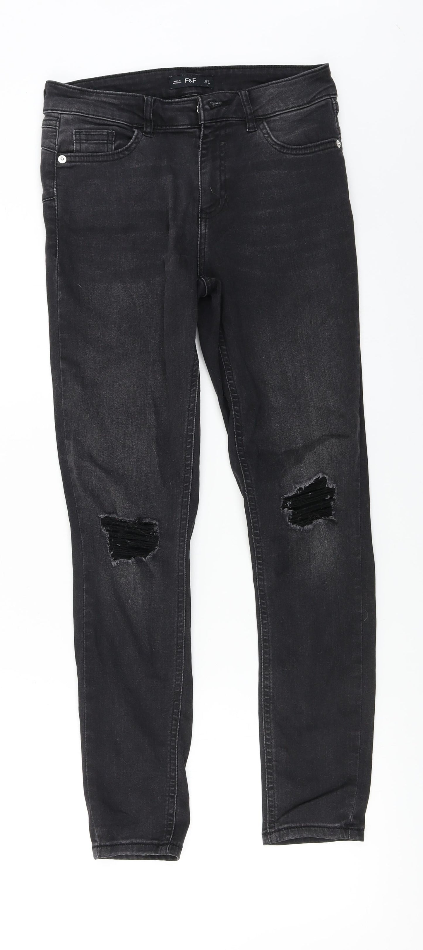 F&F  Womens Black   Skinny Jeans Size 8 L25 in
