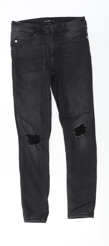 F&F  Womens Black   Skinny Jeans Size 8 L25 in