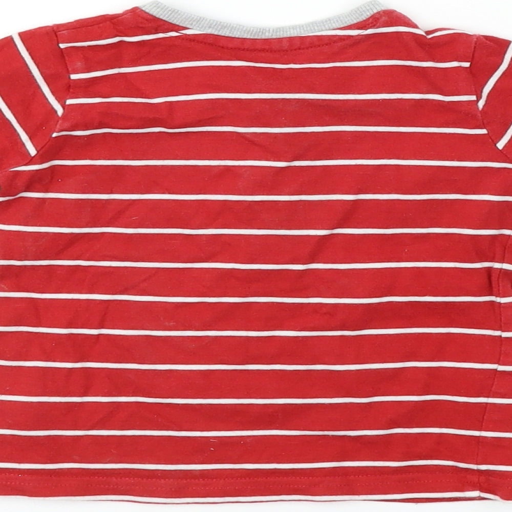 George  Boys Red Striped  Basic T-Shirt Size 6-9 Months