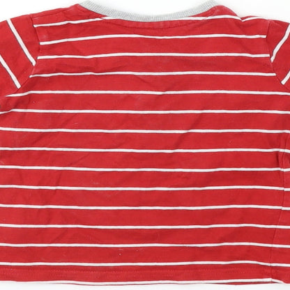 George  Boys Red Striped  Basic T-Shirt Size 6-9 Months