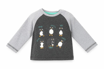 Front view of Nutmeg boys’ grey basic t-shirt, size 6-9, months