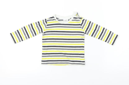 F&F  Boys White Striped  Basic T-Shirt Size 6-9 Months