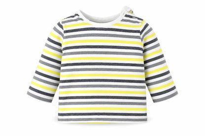 F&F  Boys White Striped  Basic T-Shirt Size 6-9 Months