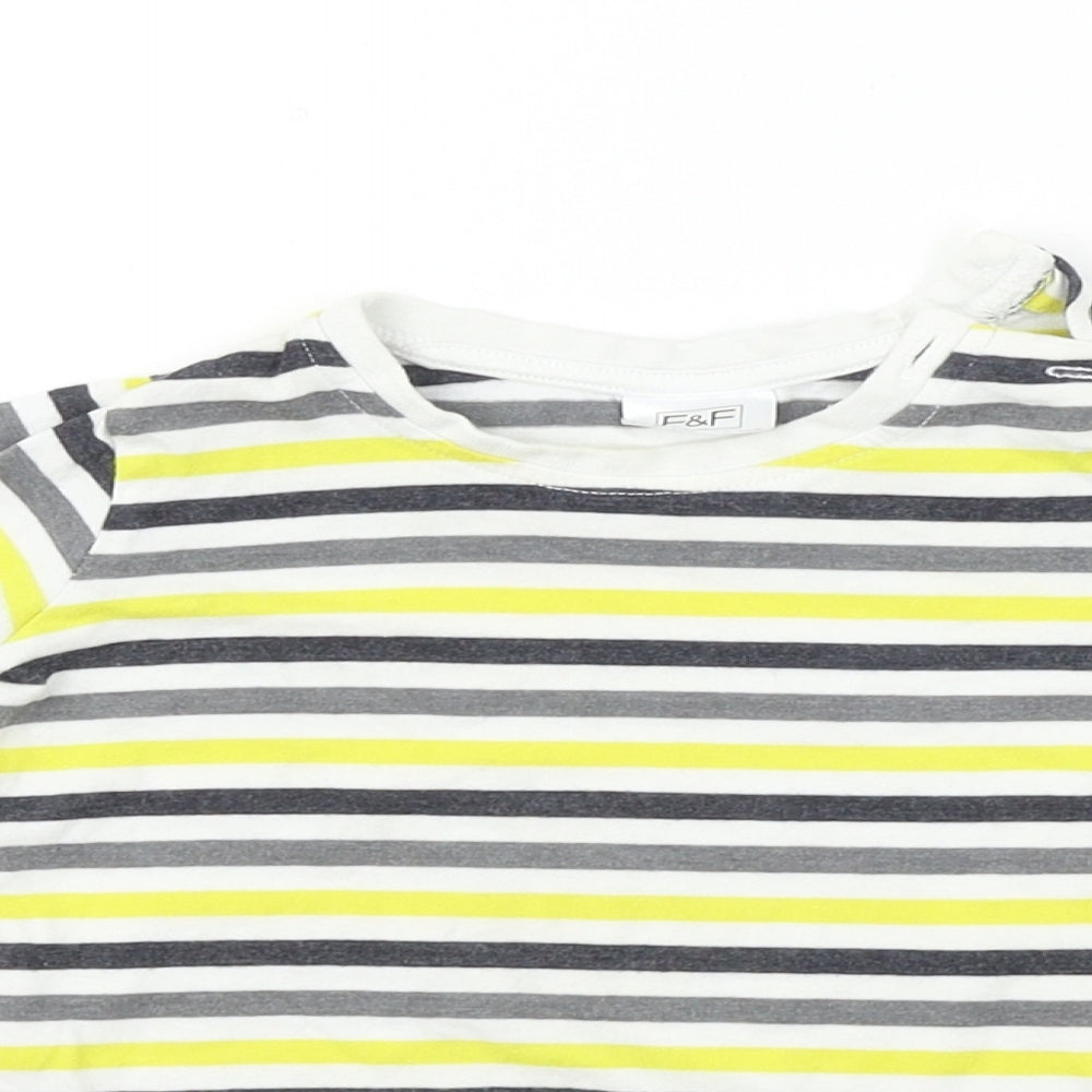 F&F  Boys White Striped  Basic T-Shirt Size 6-9 Months
