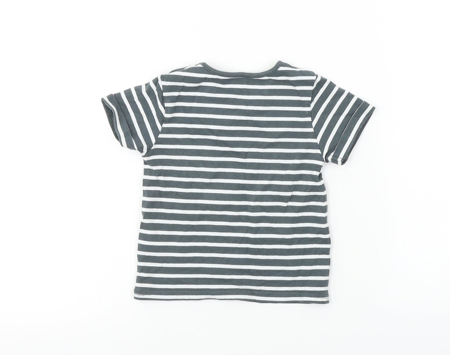 TU Boys Grey Striped  Basic T-Shirt Size 9-12 Months