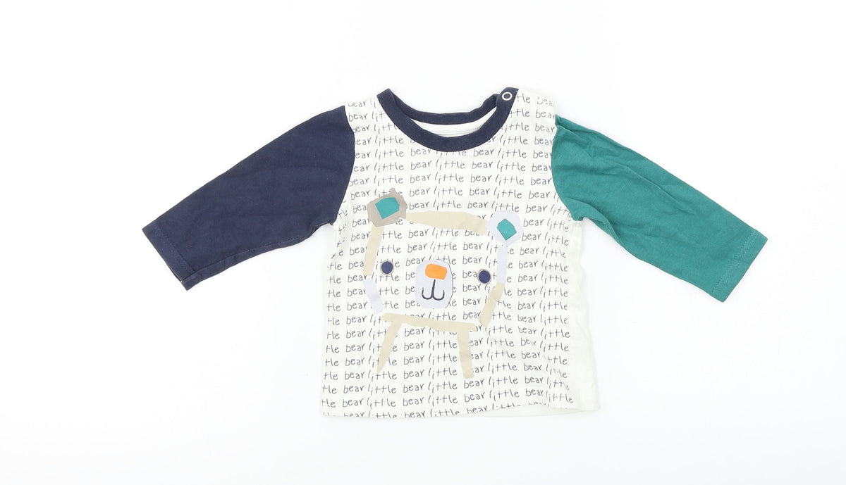 Additional front view of Nutmeg Baby White Basic T-Shirt, size 6-9, Months
