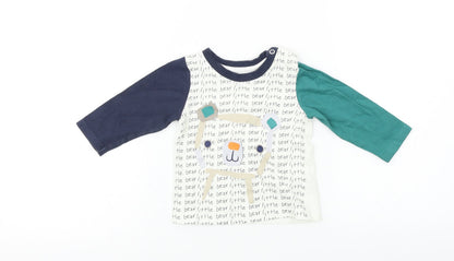 Additional front view of Nutmeg Baby White Basic T-Shirt, size 6-9, Months