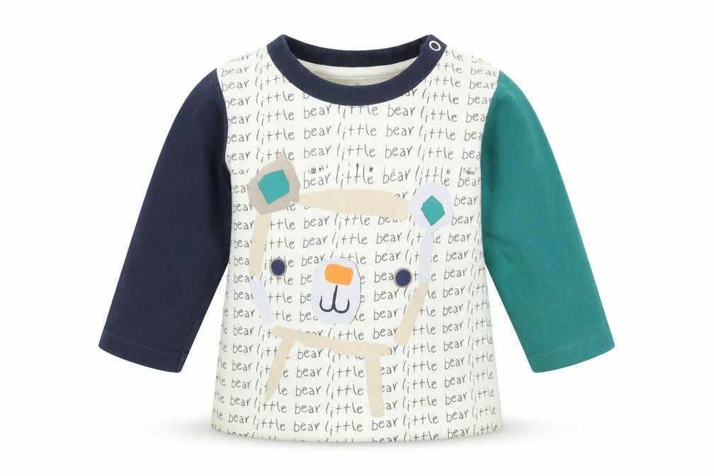 Front view of Nutmeg Baby White Basic T-Shirt, size 6-9, Months