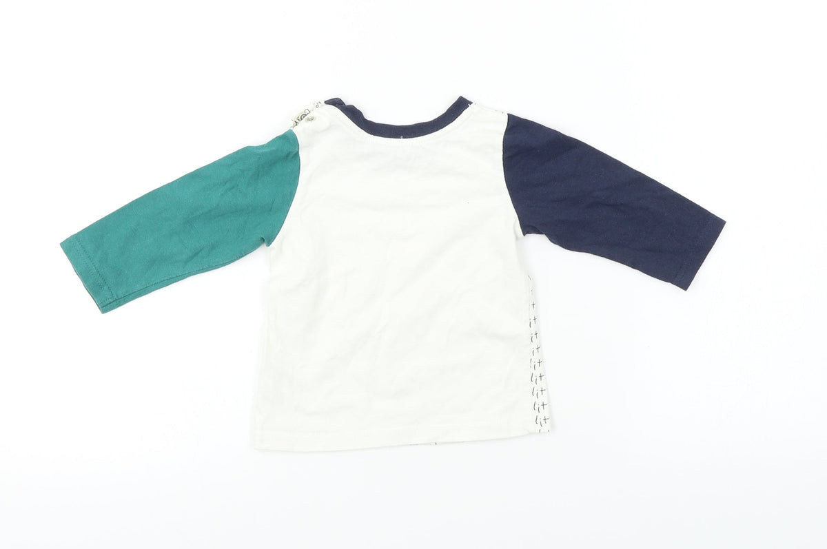 Back view of Nutmeg Baby White Basic T-Shirt, size 6-9, Months