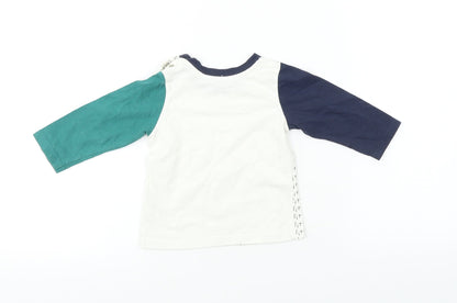 Back view of Nutmeg Baby White Basic T-Shirt, size 6-9, Months