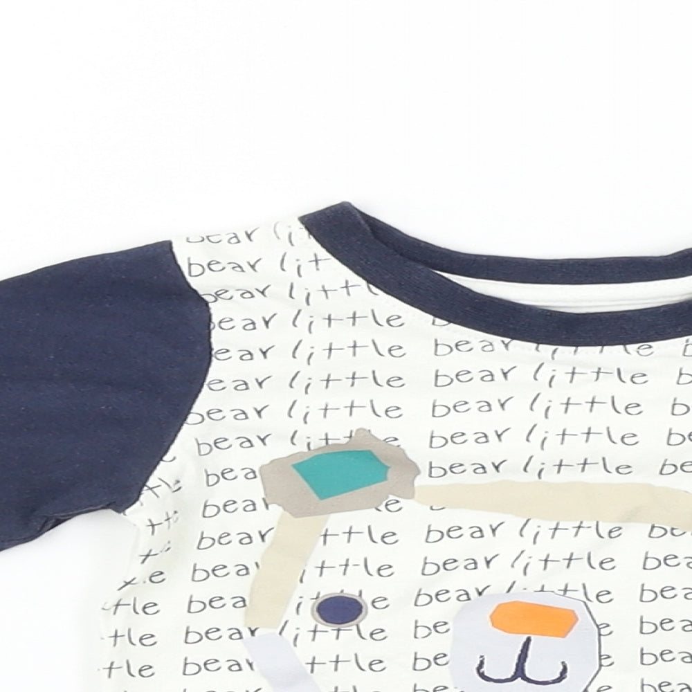 Close-up detail of Nutmeg Baby White Basic T-Shirt, size 6-9, Months