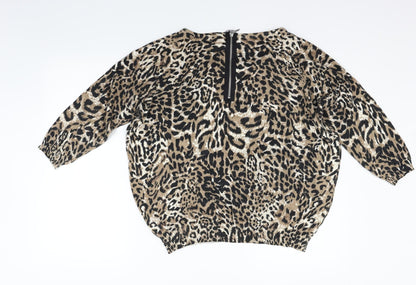 Preworn Womens Beige Animal Print  Pullover Jumper Size L