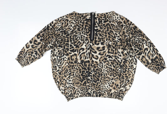 Preworn Womens Beige Animal Print  Pullover Jumper Size L
