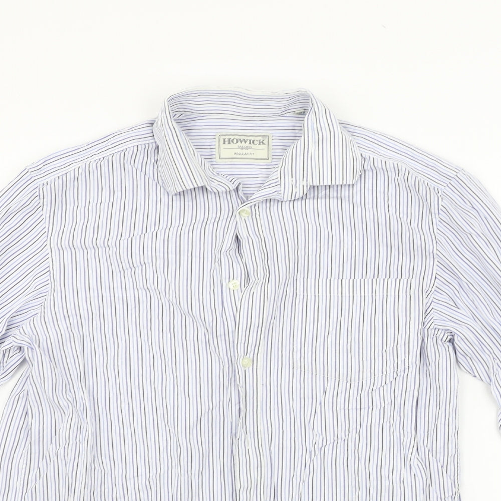 Mens UK Size 15.5 Howick Tailored Blue  Button-Up Long Sleeve Casual Shirt