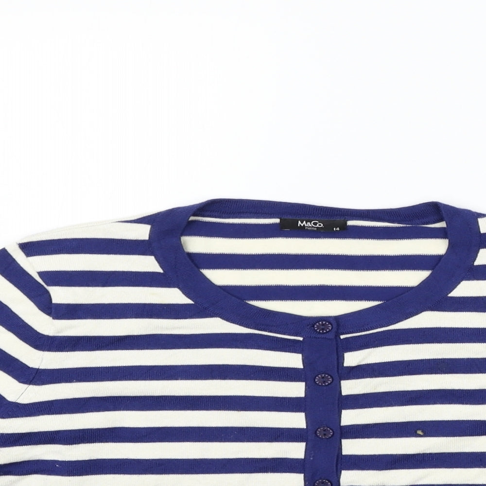 Womens UK Size 14 M&Co Blue Pullover Jumper