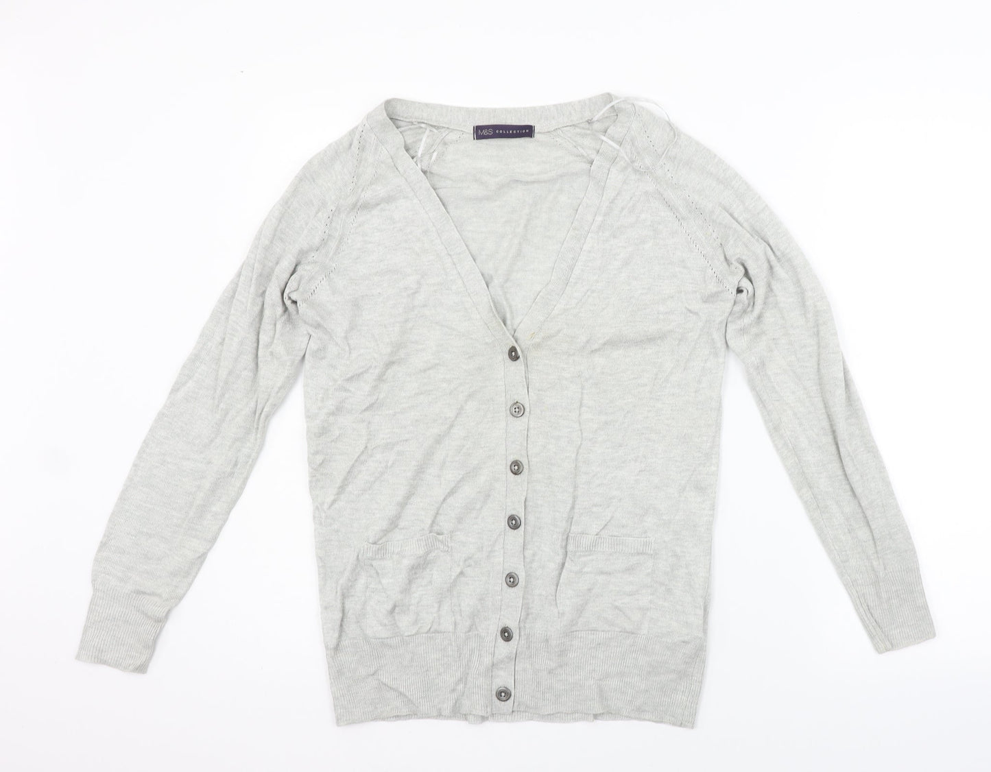 Womens UK Size 10 Marks and Spencer Grey Cardigan Jumper
