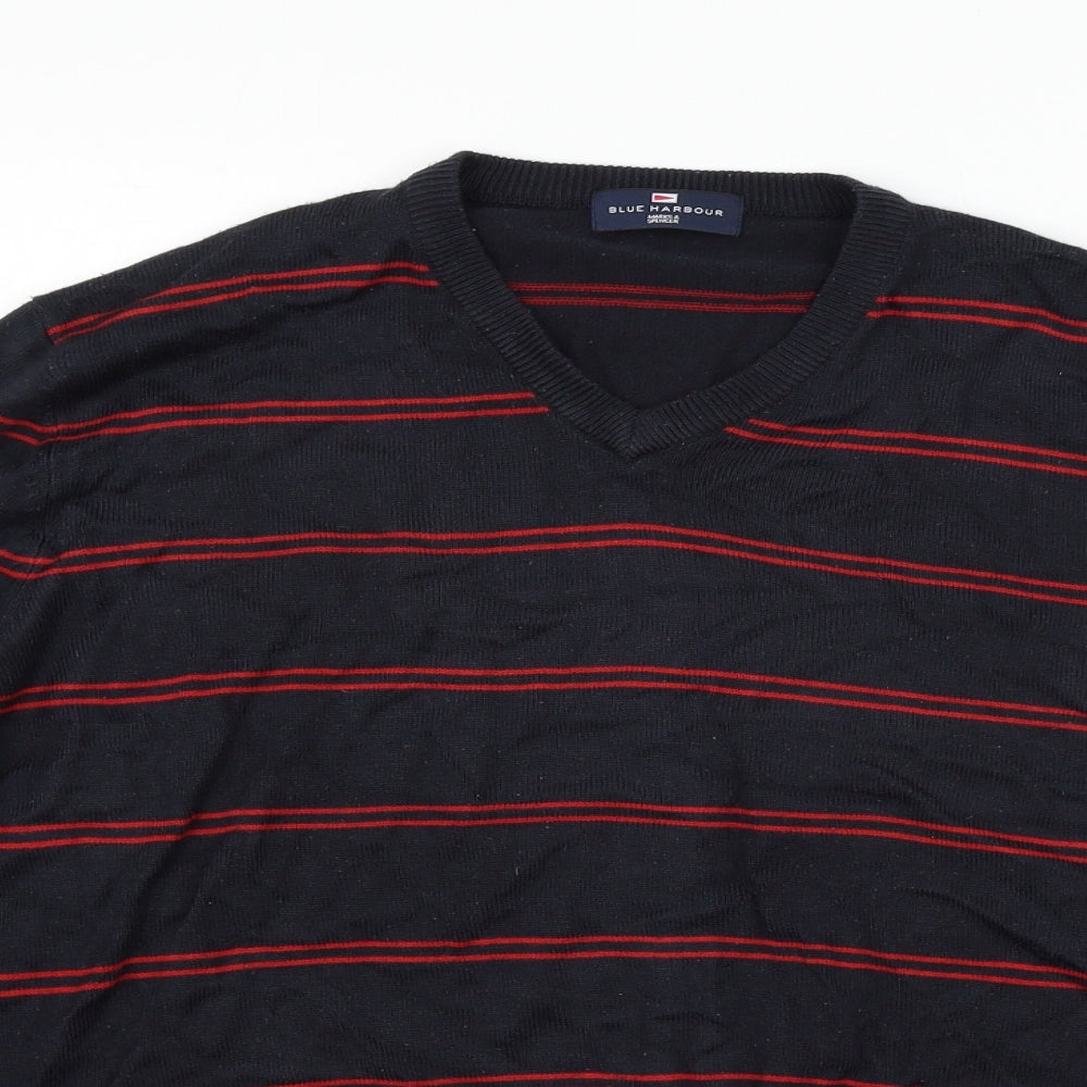 Marks and Spencer Mens Black Striped  Pullover Jumper Size M