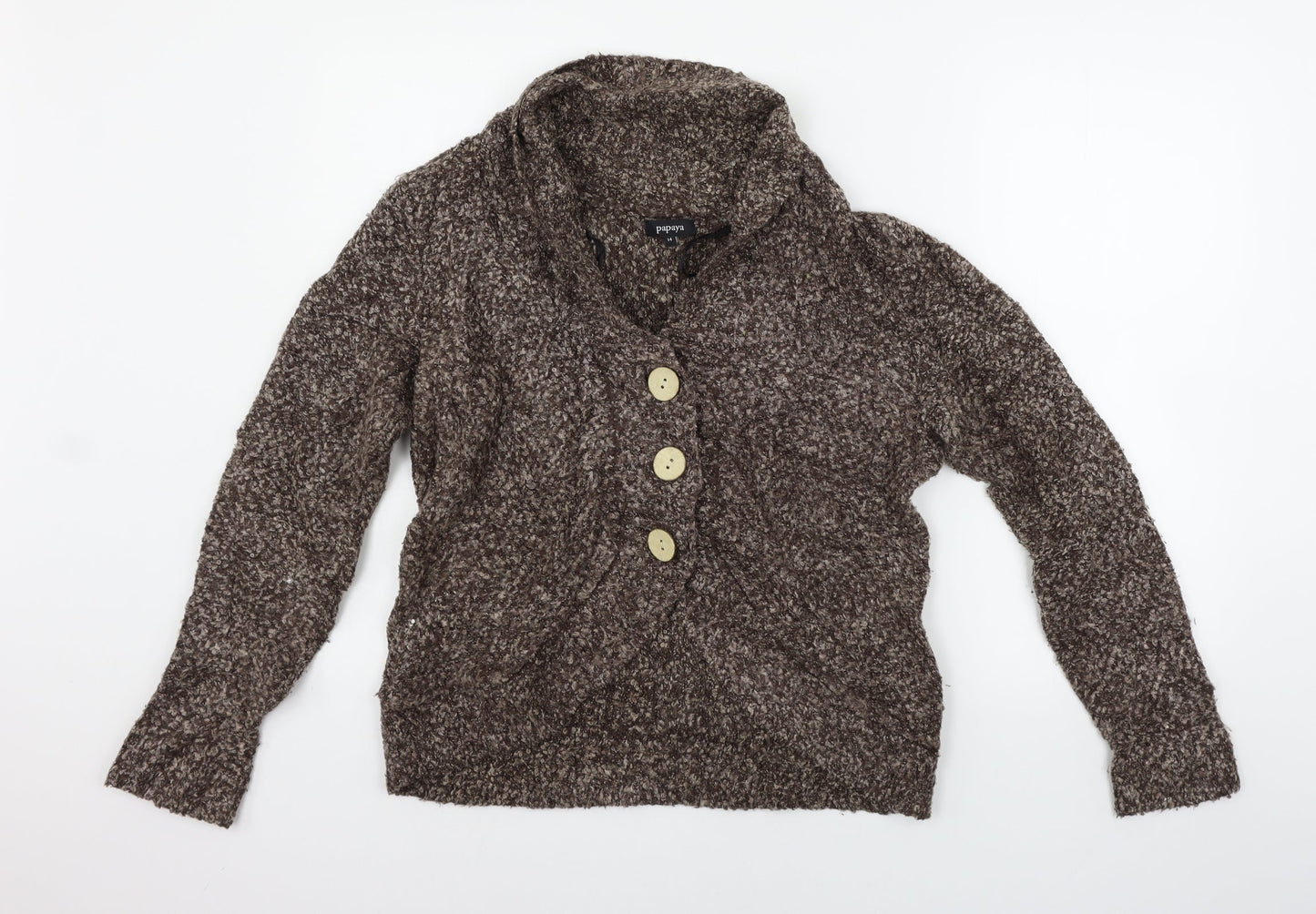 Womens UK Size 14 Papaya Brown Cardigan Jumper